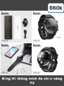 Smart Watch Hoco Y2 chống nước, nghe gọi, thông báo, theo dõi sức khỏe, màn hình màu cảm ứng (lấy từ 5c giá giảm > call 0903959222)