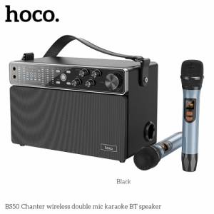 Loa Bluetooth hoco BS50 kèm 2 mic karaoke không dây