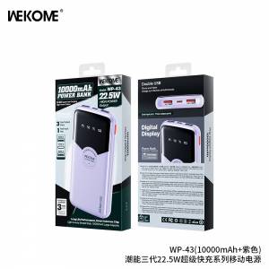 Sạc dự phòng WEKOME WP-43 20000mAh 22.5W màn hình LED (S)