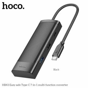 Bộ chia cổng 7-IN-1 Hoco HB43 Type-C sang USB3.0 + USB2.0 + USB-C + SD + TF + USB-C PD100W + HDTV