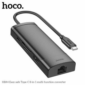 Bộ chia cổng 8-IN-1 Hoco HB44 Type-C sang HDTV + RJ45 + SD/TF + USB3.0 + USB2.0 + USB-C + USB-C PD