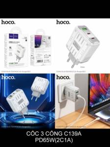 Cóc sạc Hoco c139a 1U2C 65W (EU)