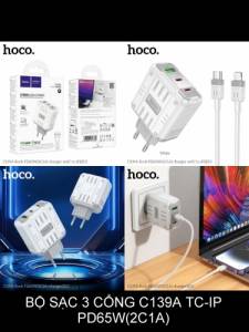 Bộ sạc Hoco c139a c to ip 1U2C 65W (EU)