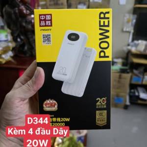 Sạc dự phòng Pisen D344 20000mAh 20W kèm cáp