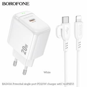 Bộ sạc báo đèn Borofone bas43a c to ip 20W (EU)