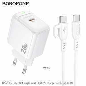 Bộ sạc báo đèn Borofone bas43a c to c 20W (EU)