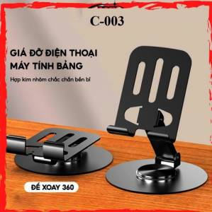 Giá đỡ điện thoại, máy tính bảng C-003 xoay 360 (hợp kim nhôm)