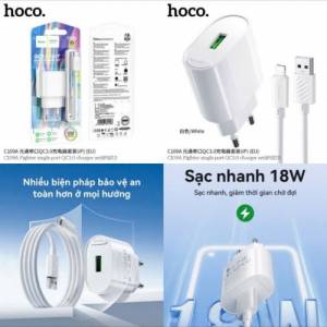 Bộ sạc Hoco C109A ip 1U 18W (EU) (mua 10 tặng 1)