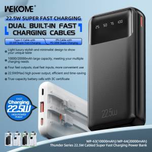 Sạc dự phòng WEKOME wp-63 10000mAh 22.5W kèm cáp