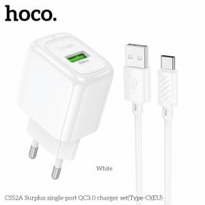 Bộ sạc Hoco cs52a type-c 1U 18W báo đèn (EU)