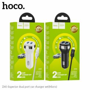 Bộ sạc xe Hoco Z40 micro hai cổng USB