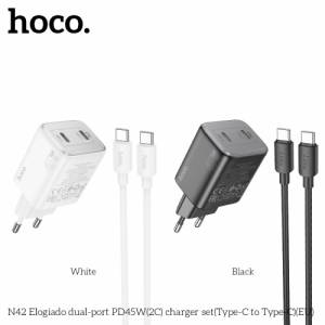 Bộ sạc nhanh 2 cổng Hoco N42 c to c PD45W (2C) (EU)