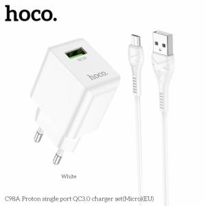 Bộ sạc 1 cổng Hoco C98A micro 18W QC3.0 (EU)