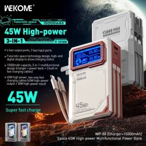 Sạc dự phòng AC WEKOME WP-88 15000mAh 45W kèm cáp