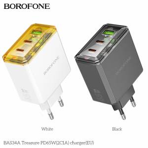 Cóc sạc 3 cổng Borofone BAS34A PD65W (2C1A) (EU)