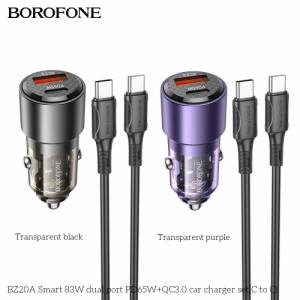 Bộ sạc xe hơi 2 cổng Borofone BZ20A c to c 83W PD65W+QC3.0